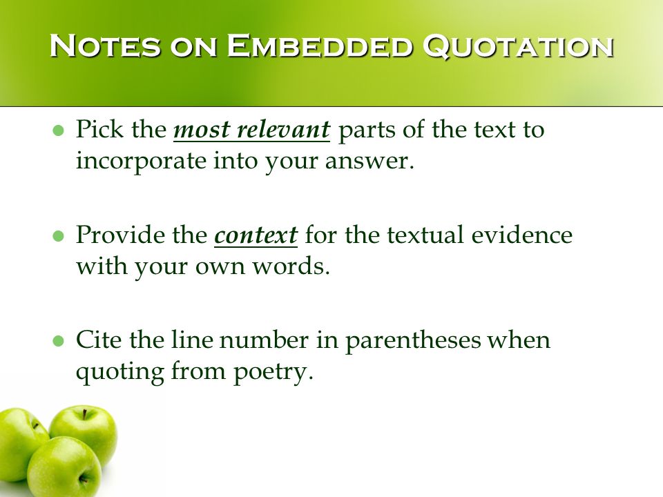 Embedding quotations into your writing answers in radians